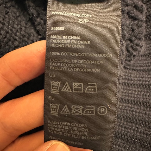 Tommy Hilfiger Sweater S Vintage Y2K Navy Blue Cotton Crochet Classic Coastal - Picture 8 of 8